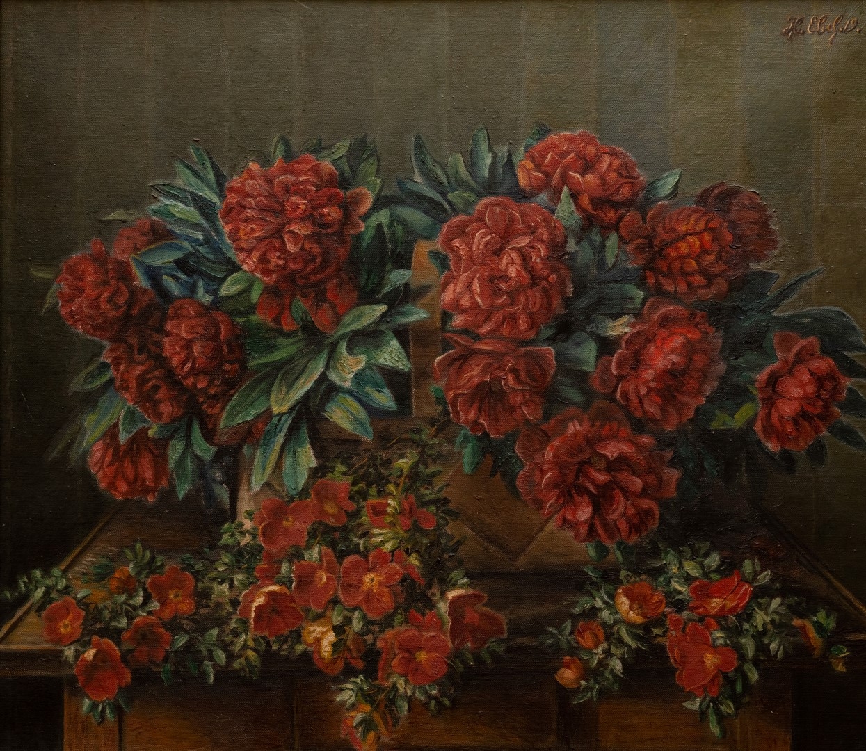Bouquet de pivoines, 1919, 82x90 cm ,tempera sur carton, collection particulière.