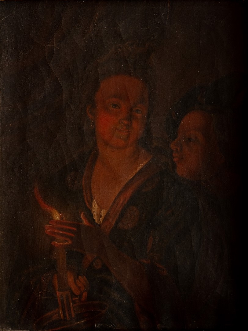  Reproduction n 1 d'un portrait réalisé  par Godfried Schalken (1643-1706),  huile sur toile, collection particulière.