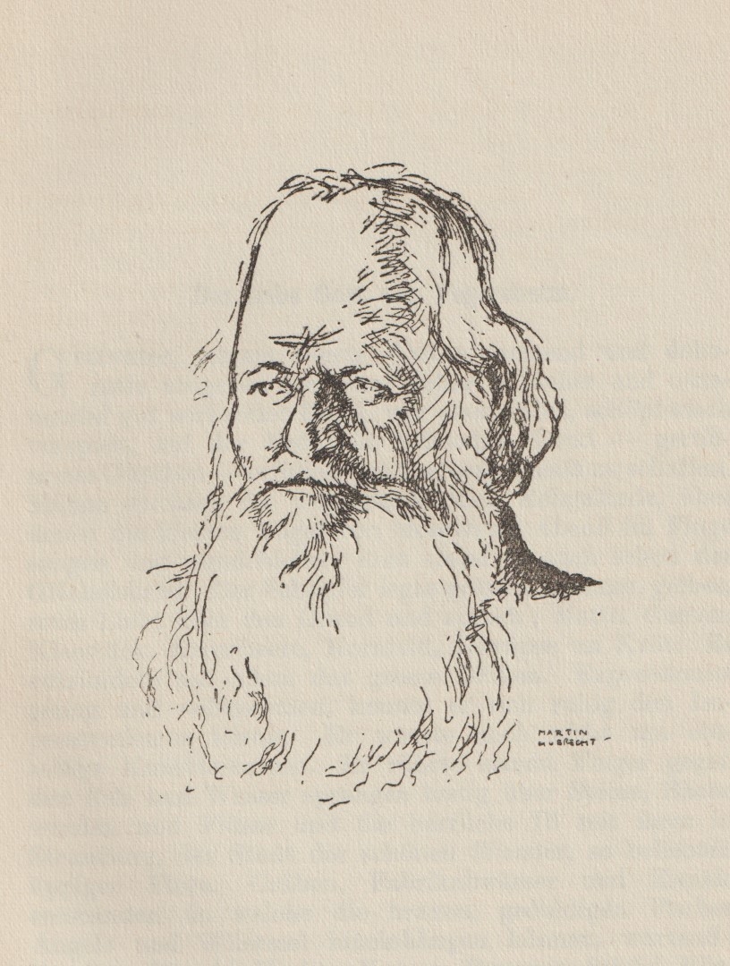 Portrait au crayon d'Ebel par Martin Hubrecht publié dans le livret hommage à l'occasion de son 75e anniversaire