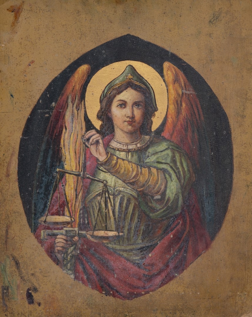 Archange Michel, sans date, tempera sur carton, 57x45 cm, collection particulière
