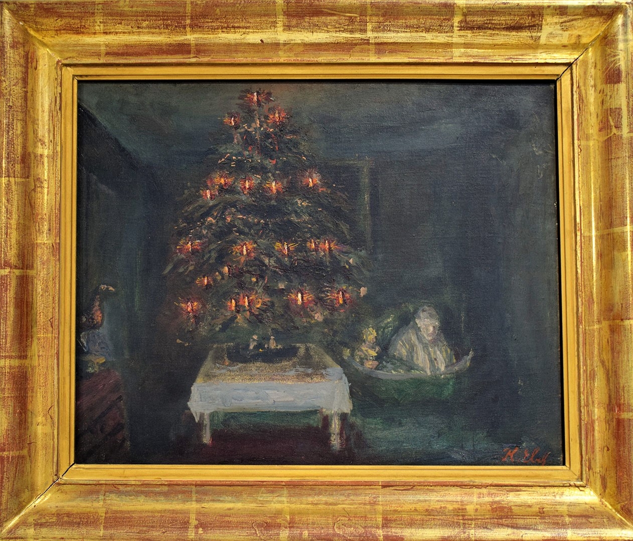 Intérieur au sapin de Noël, 1929, huile, 33x42cm, Karnerz Art