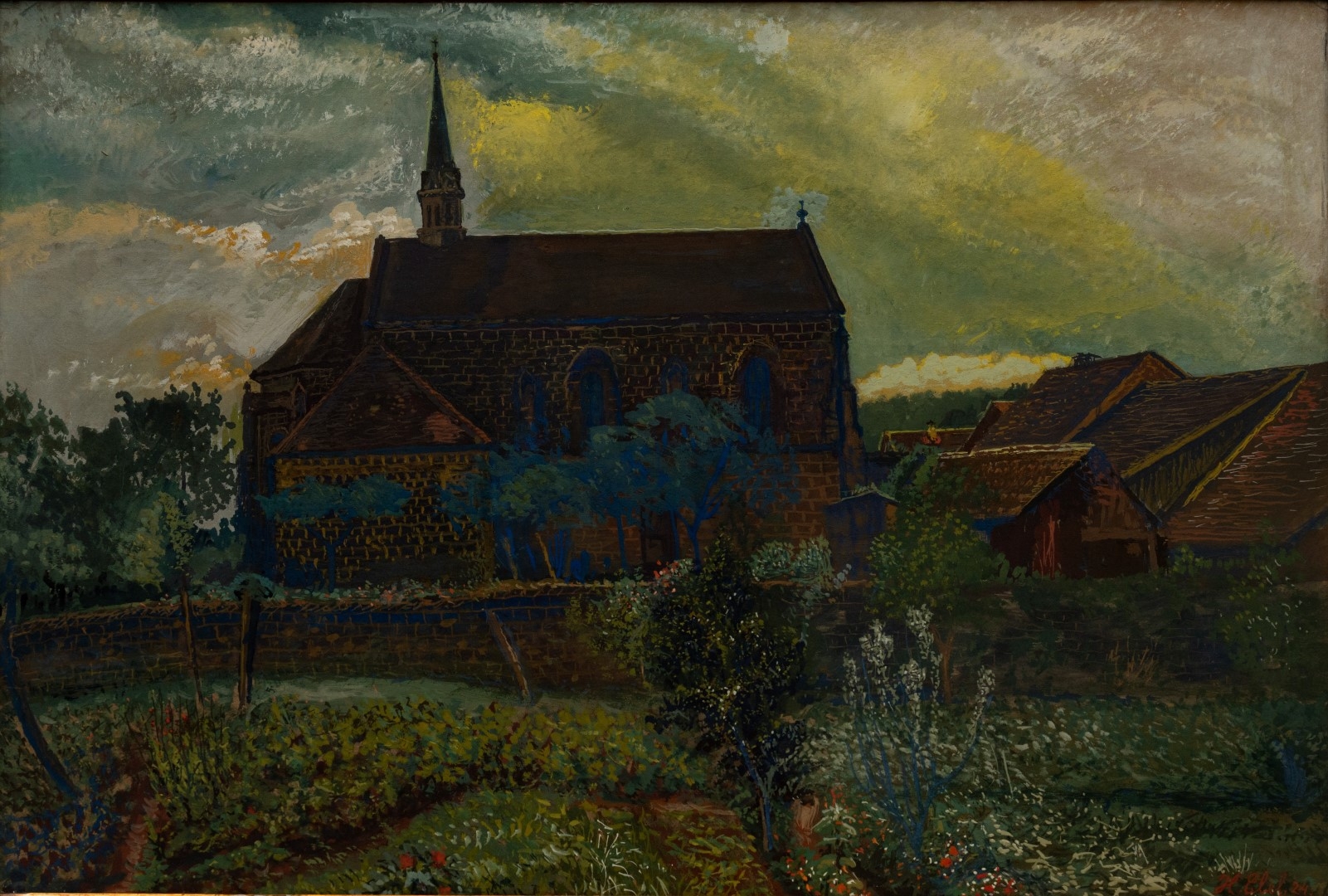 Eglise d'Obersteigen, 1924 , tempera sur carton,  collection particulière