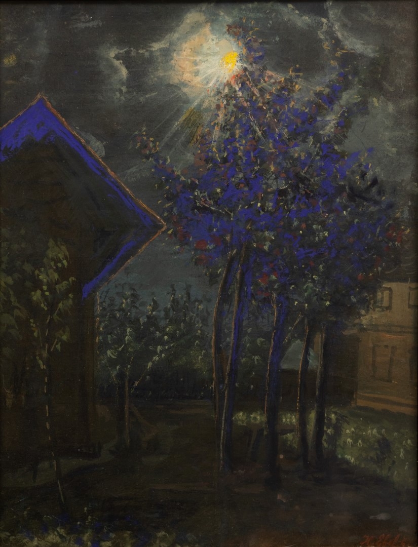Clair de lune sur jardin bleu, 1906, tempera sur carton, 48x37 cm, collection particulière.