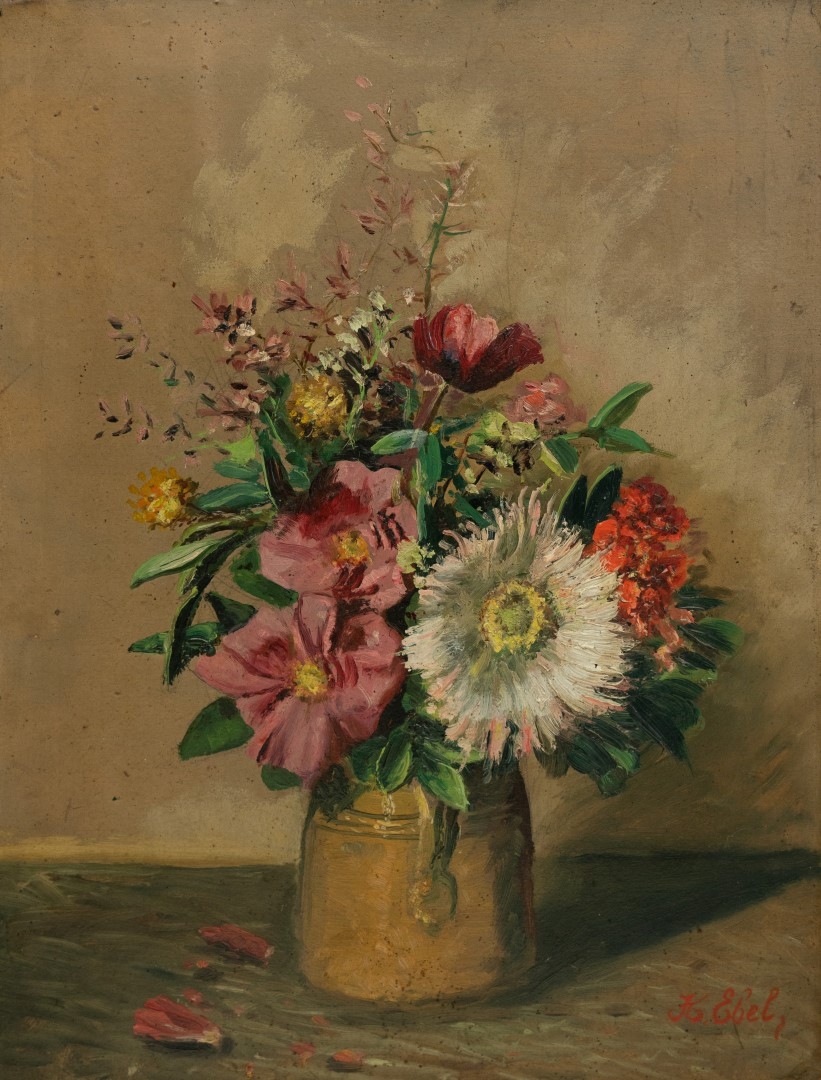 Bouquet de fleurs, sans date, tempera sur carton, 52x40 cm, collection particulière.