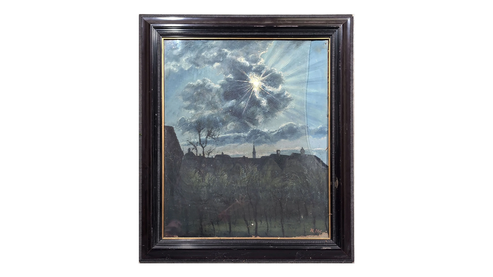 221 vue sur village ensoleillé, gouache sur papier, 77x63 cm, hôtel des vtes 31-10-26