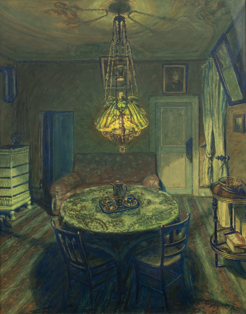 Stub sous la lampe, 1908, tempera, sur carton, collection particulire