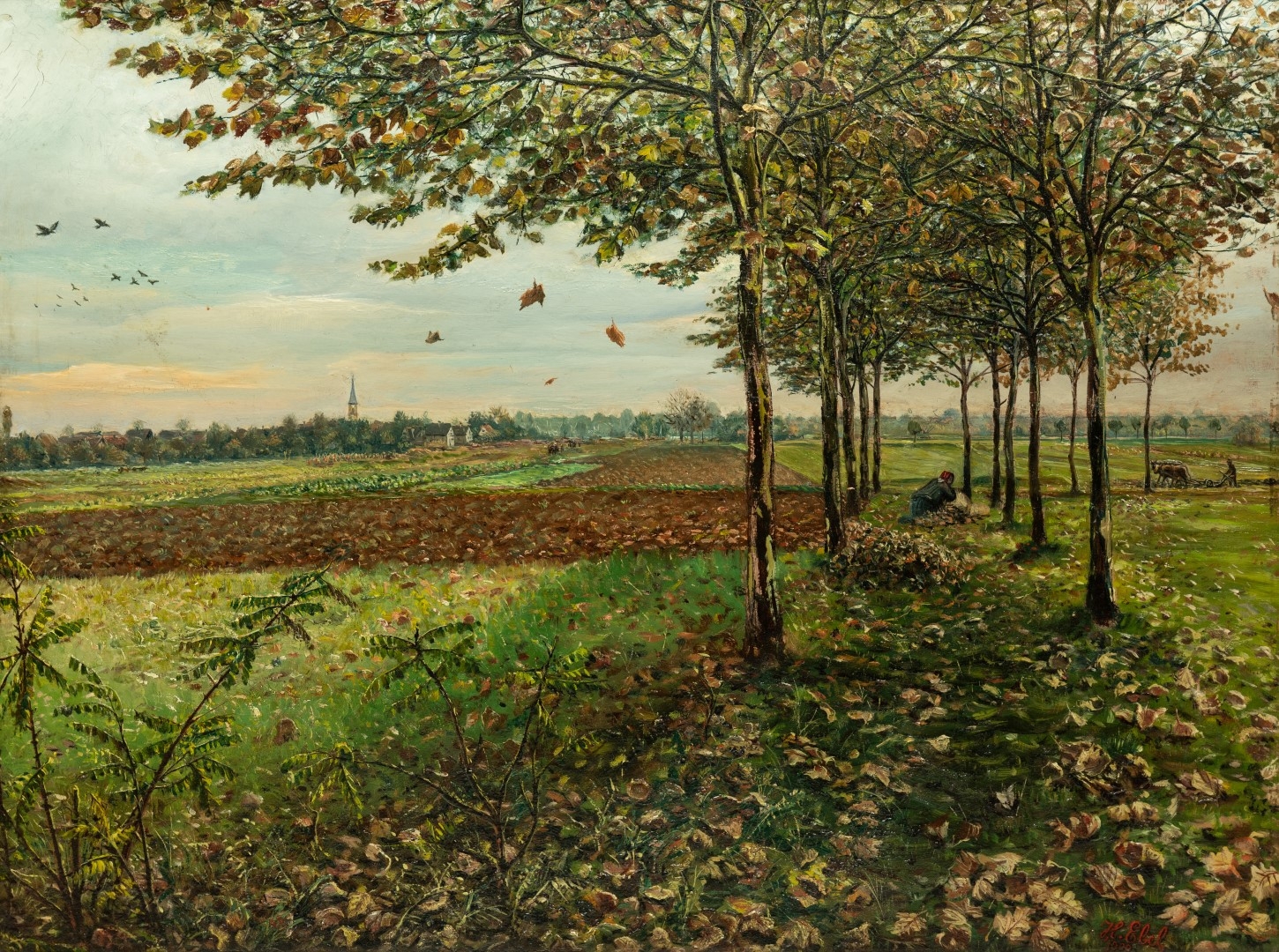Vue sur village d' Ohnheim, 1900, huile sur toile, 52x70 cm, collection particulière.
