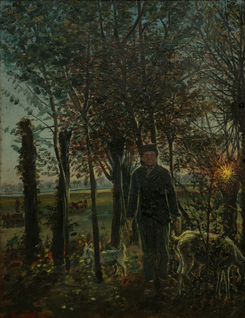  Soleil du  soir au travers des saules,1904, tempera sur carton, 48x37 cm, collection particulière.