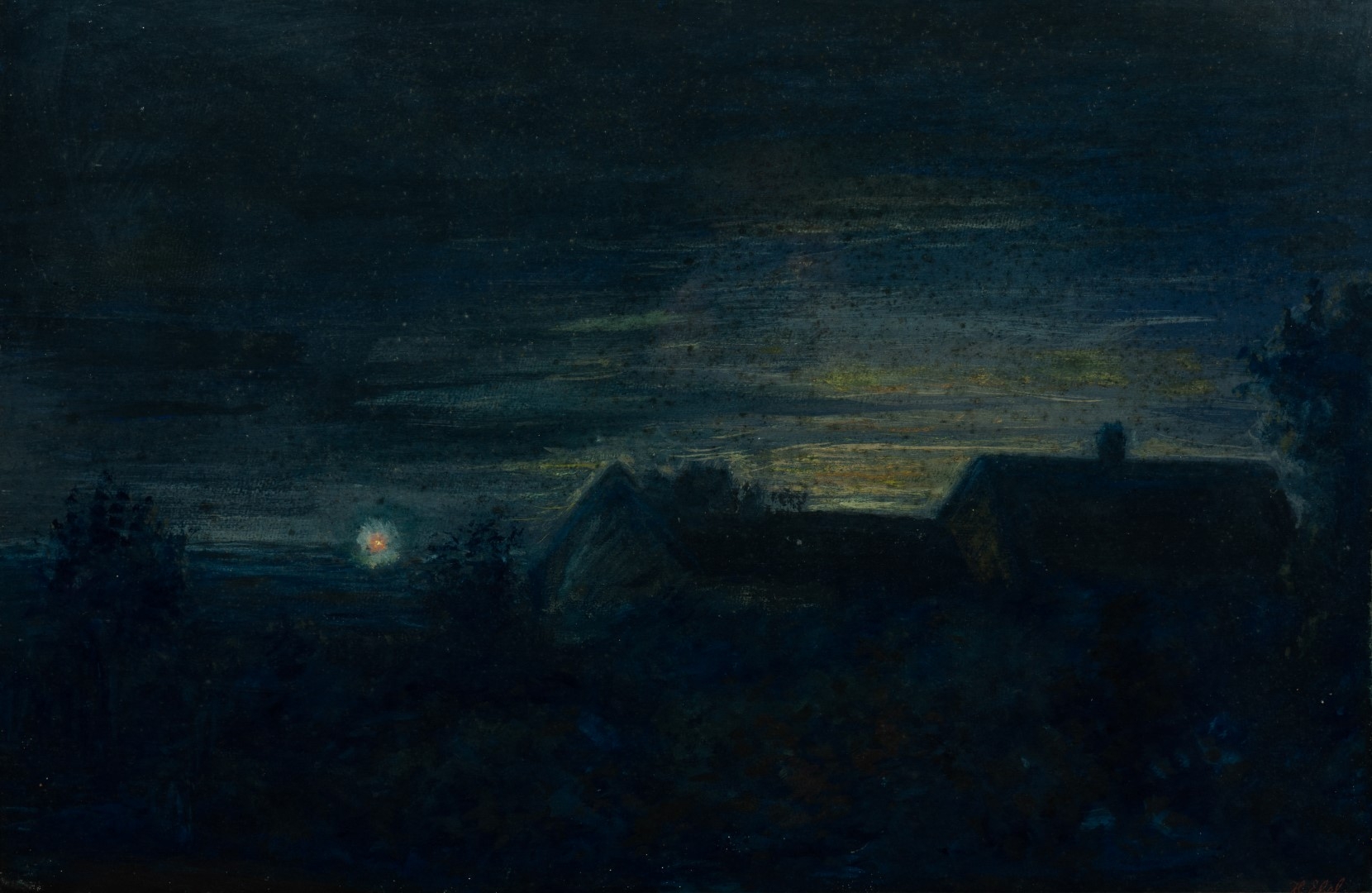 Nocturne, date caché, tempera sur carton, 52x78 cm , collection particulière.