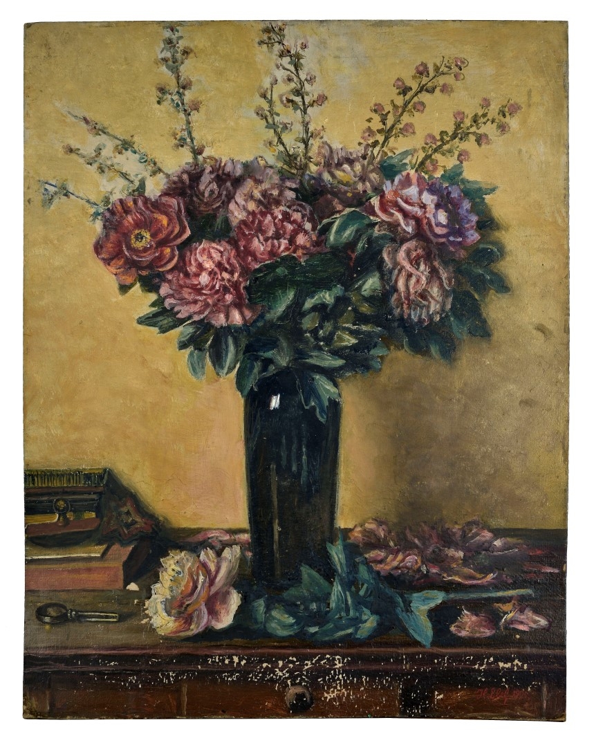 Bouquet de pivoine en vase, huile sur carton,1925, Musées de Strasbourg, photo M. Bertola.