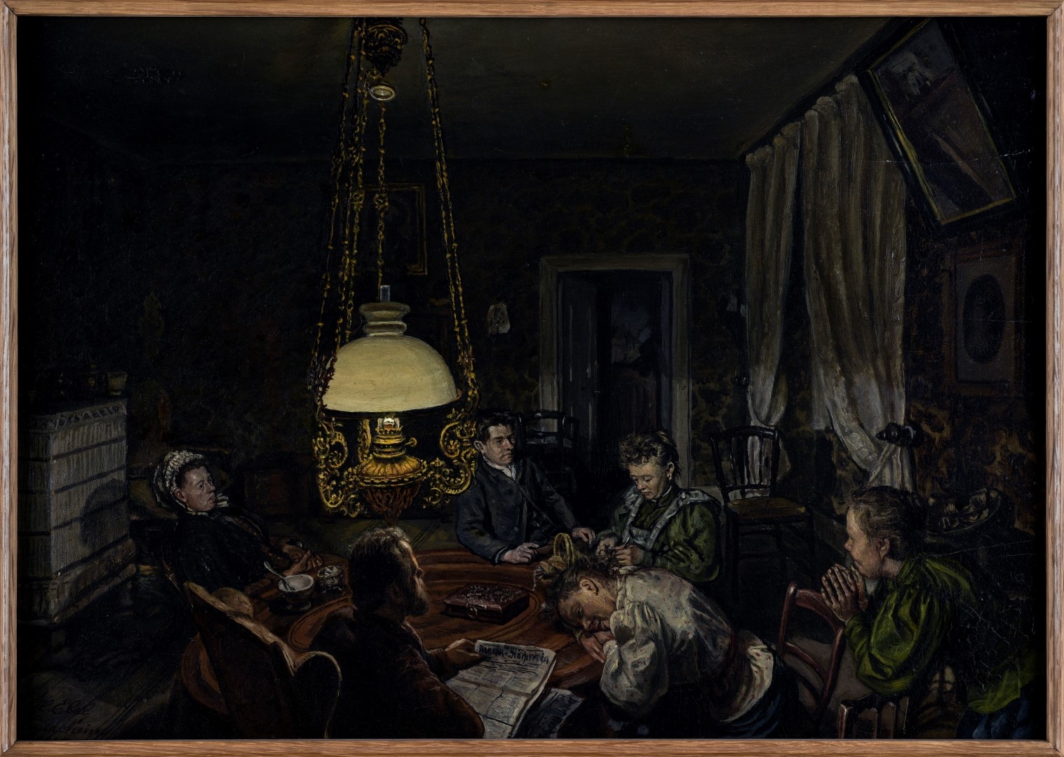 Intérieur à  la lampe à pétrole, 1895, tempera, 34.5x48cm, Musées de Strasbourg, Photo Bertola