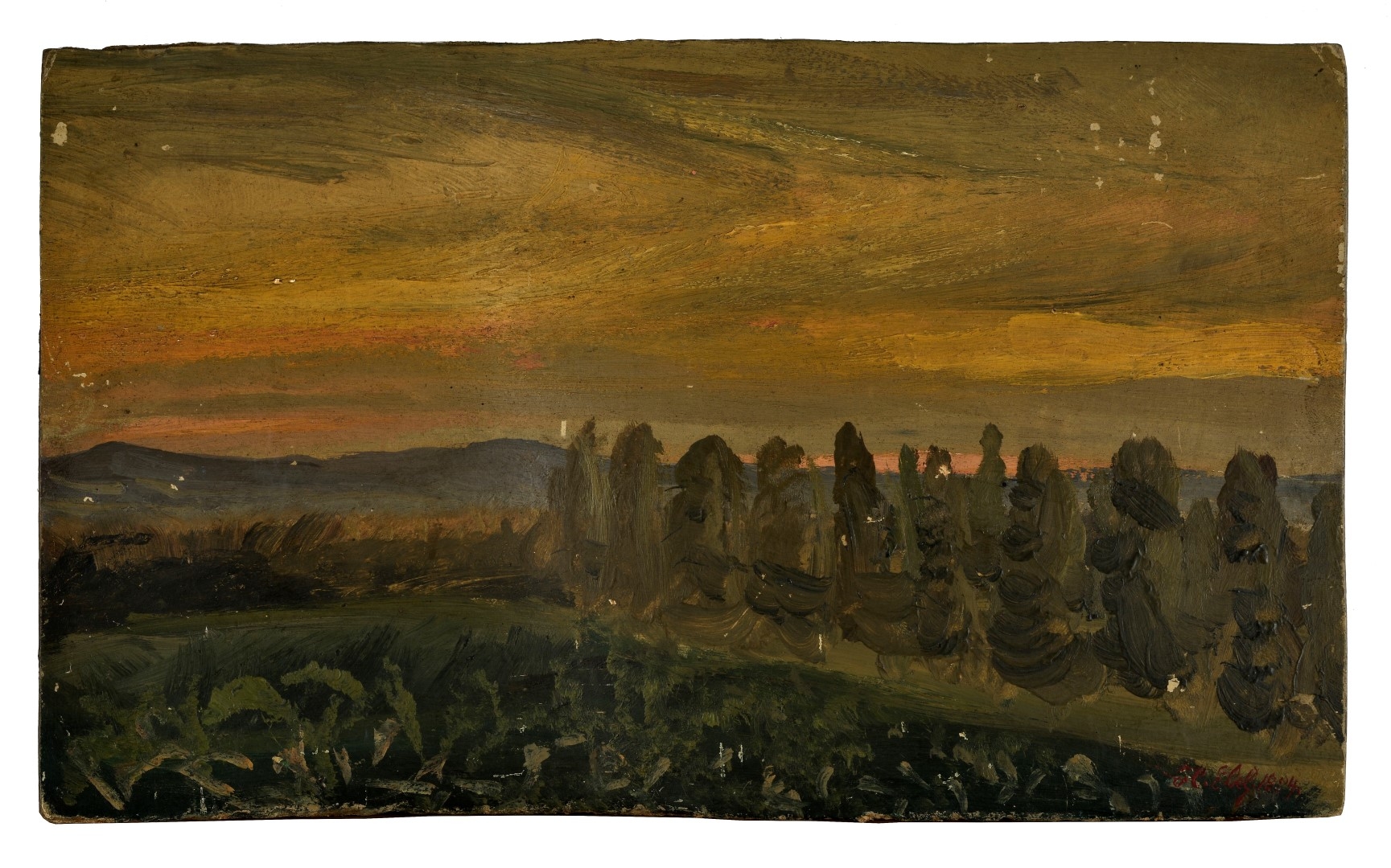 Crépuscule vers les Vosges, 1894, huile sur carton. Musées de Strasbourg, photo M. Bertola.