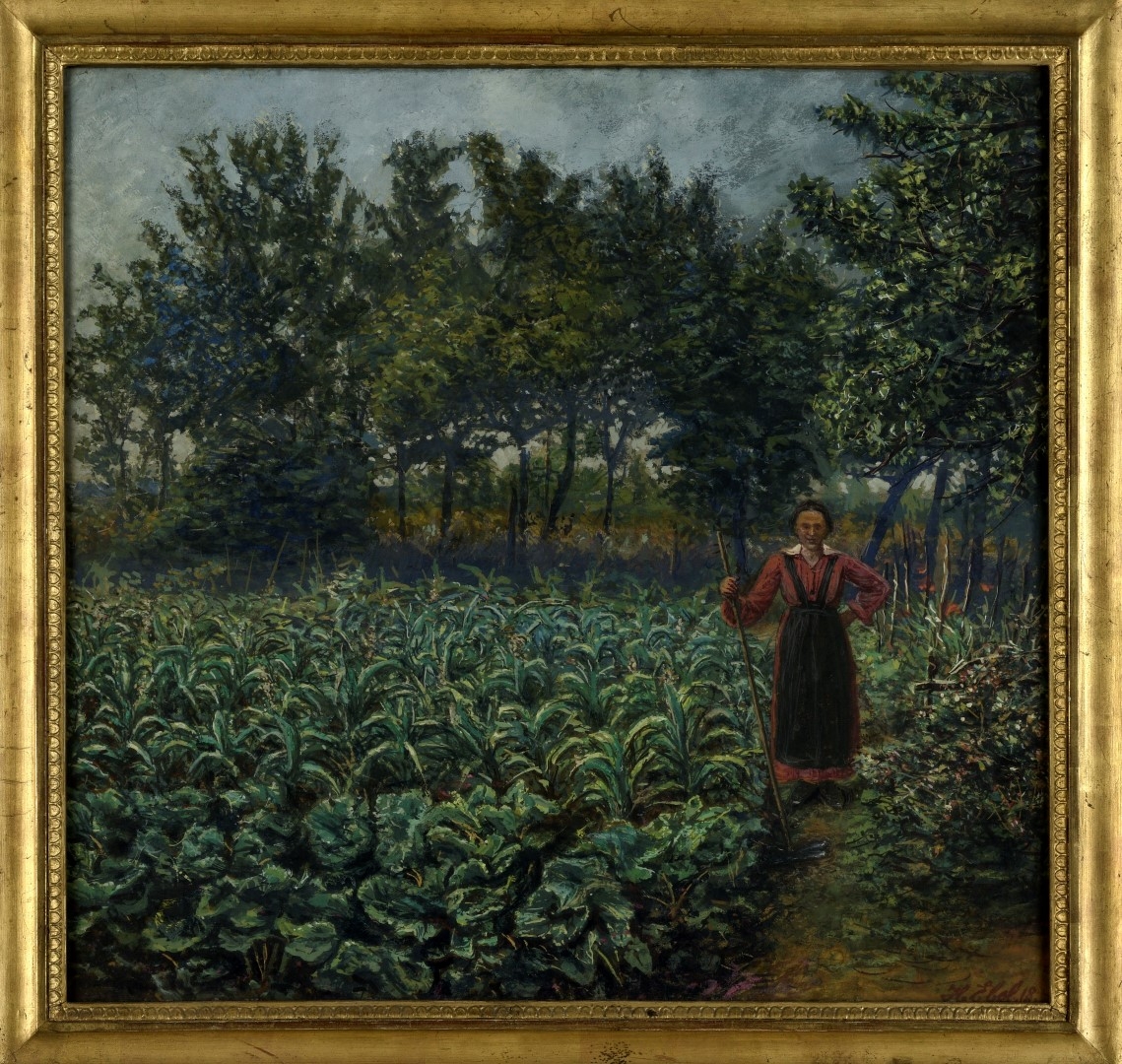 La robe rouge dans le jardin, 1918, tempera sur carton, 47.5x49.5 cm, Musées de Strasbourg, photo M. Bertola