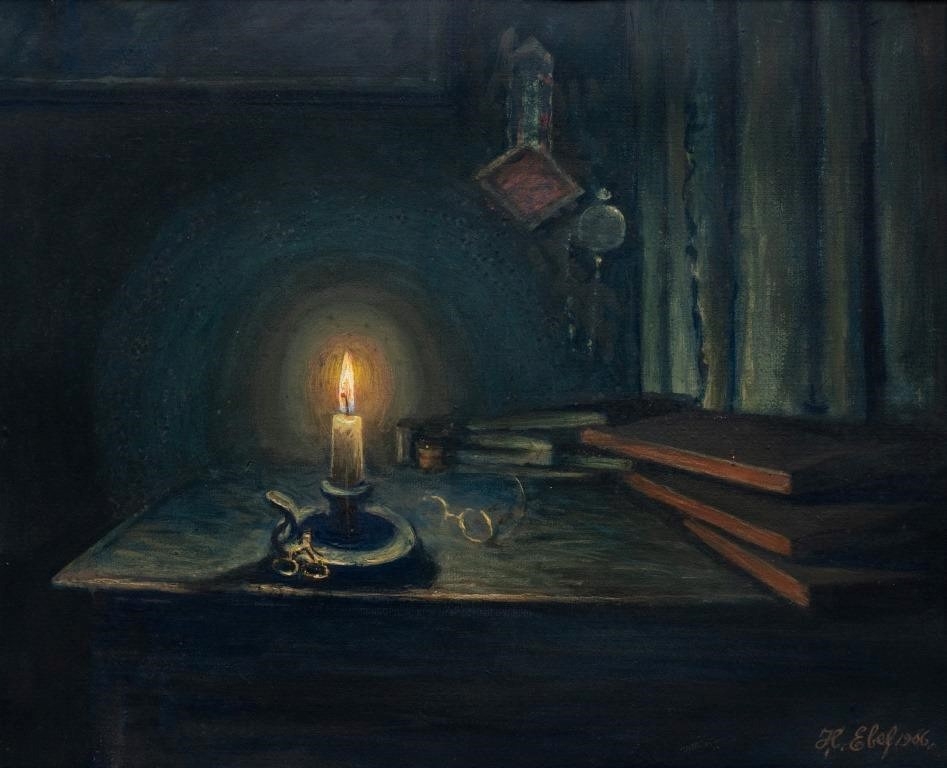 Chandelle sur la table,1906, tempera sur carton, 51x62 cm , collection particulière.