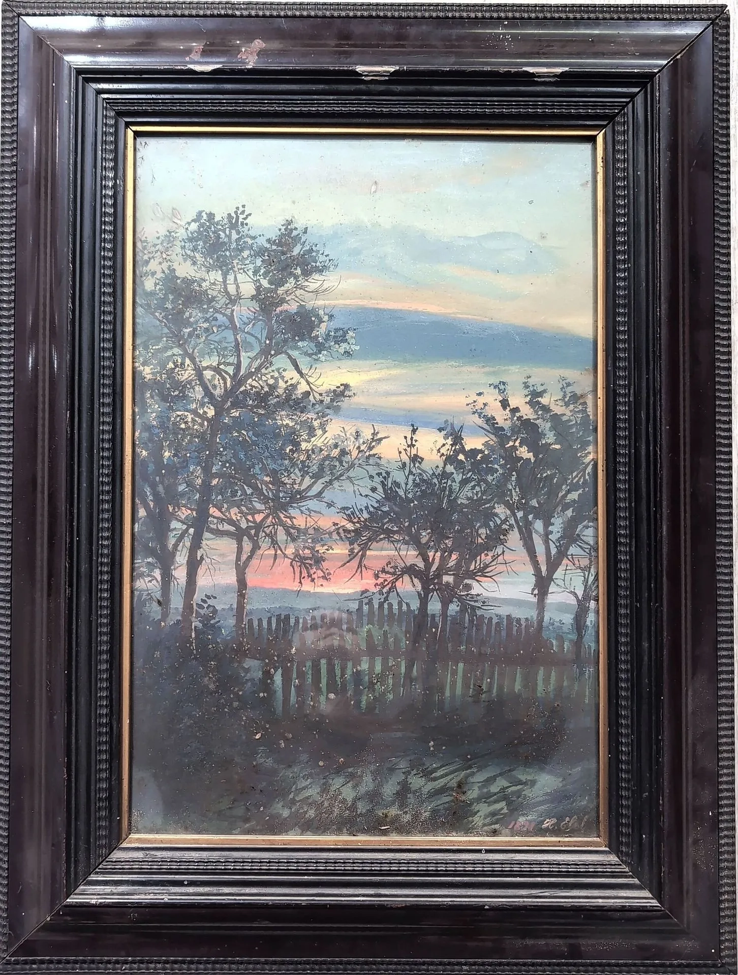 Coucher de soleil, tempera, 1898, 49.5x33 cm, hôtel des ventes des notaires.