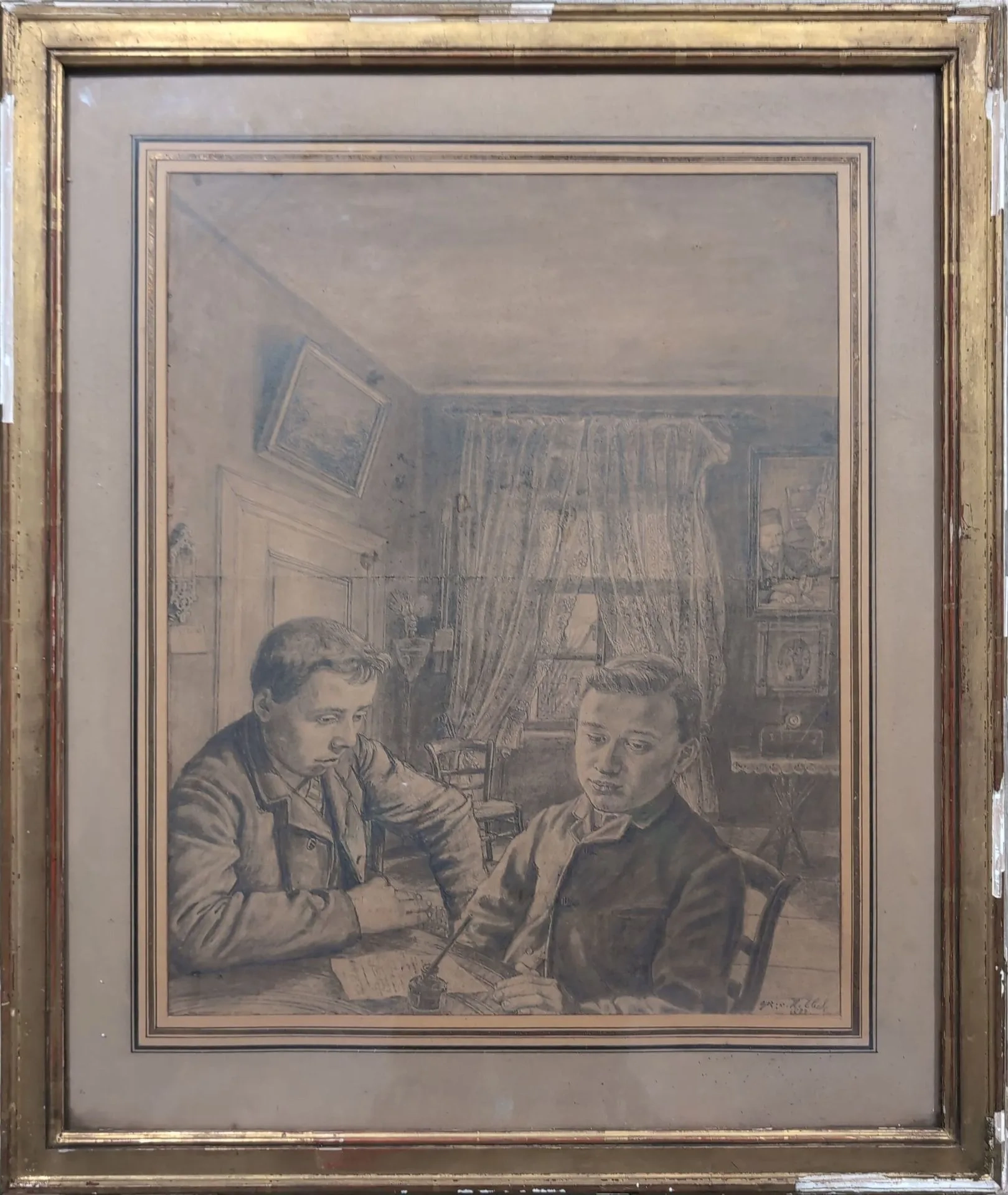 dessin au crayon, 1893, 41x32.5 cm, hôtel des ventes des notaires