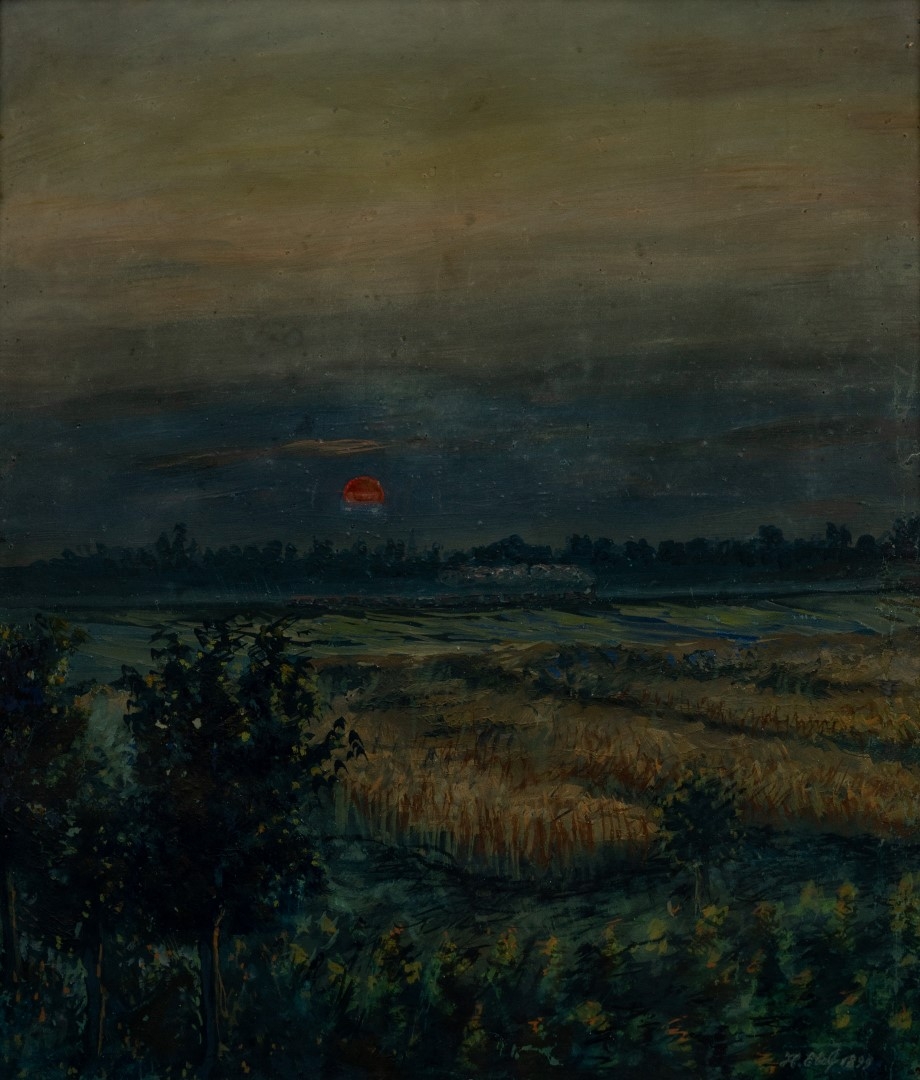 Coucher de soleil sur champs de blé, 1899, tempera sur carton, 53x62 cm, collection particulière.