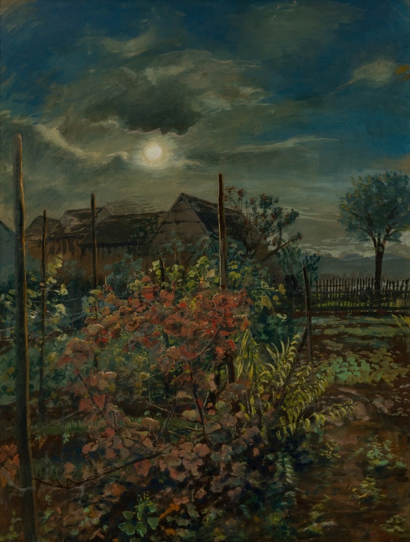 Le jardin du peintre, tempera sur carton, 97X75 cm, collection particulière.