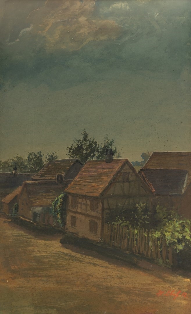 Rue de village sous le soleil, 1912, tempera sur carton , collection particulière.