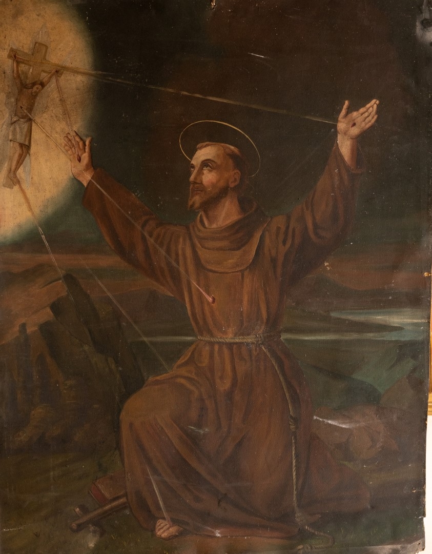 Saint François d'Assise, non signé, sans date, tempera sur carton, 101x78, collection particulière. Auteur non certain