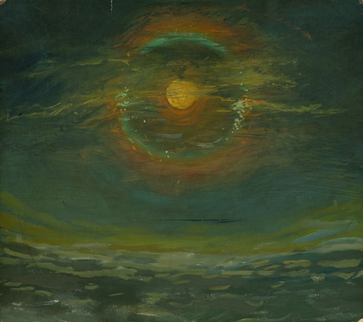  Lune auréolée, tempera sur carton, 33x37 cm, collection particulière.