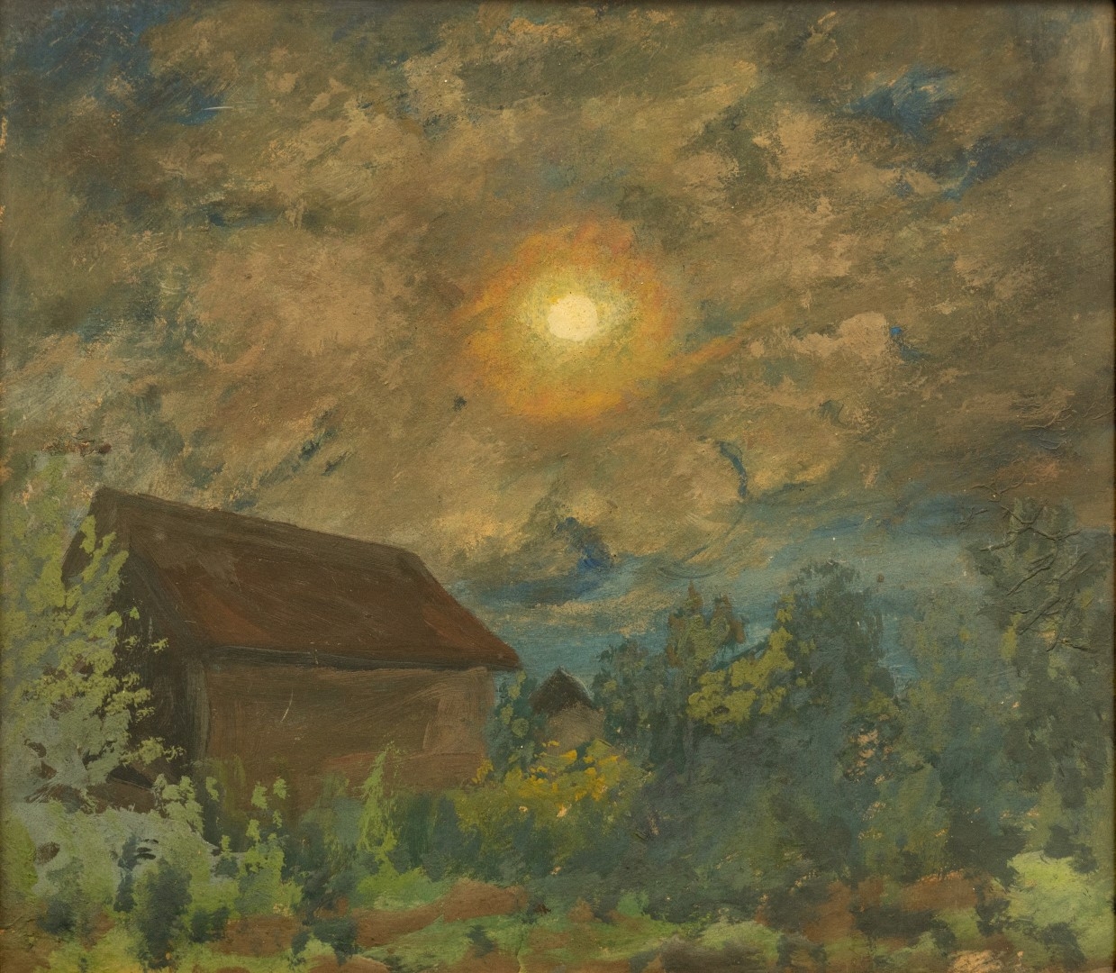  Soleil sur jardin en été, tempera sur carton, collection particulière.